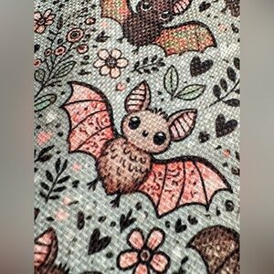 New Bats Flowers Hearts Makeup Cosmetic Tech Pencil Bag w/ Charm - 8.75”